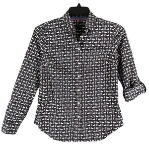 Talbots Shirt Women 4 Classic Fit Preppy Ivycore Heritage Resort Chic Swan Print